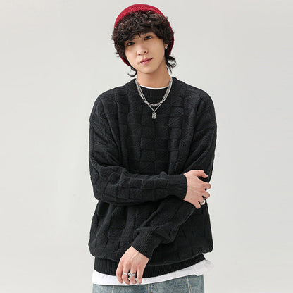 Herren Pullover Struktur Oberfläche Modern Schwarz