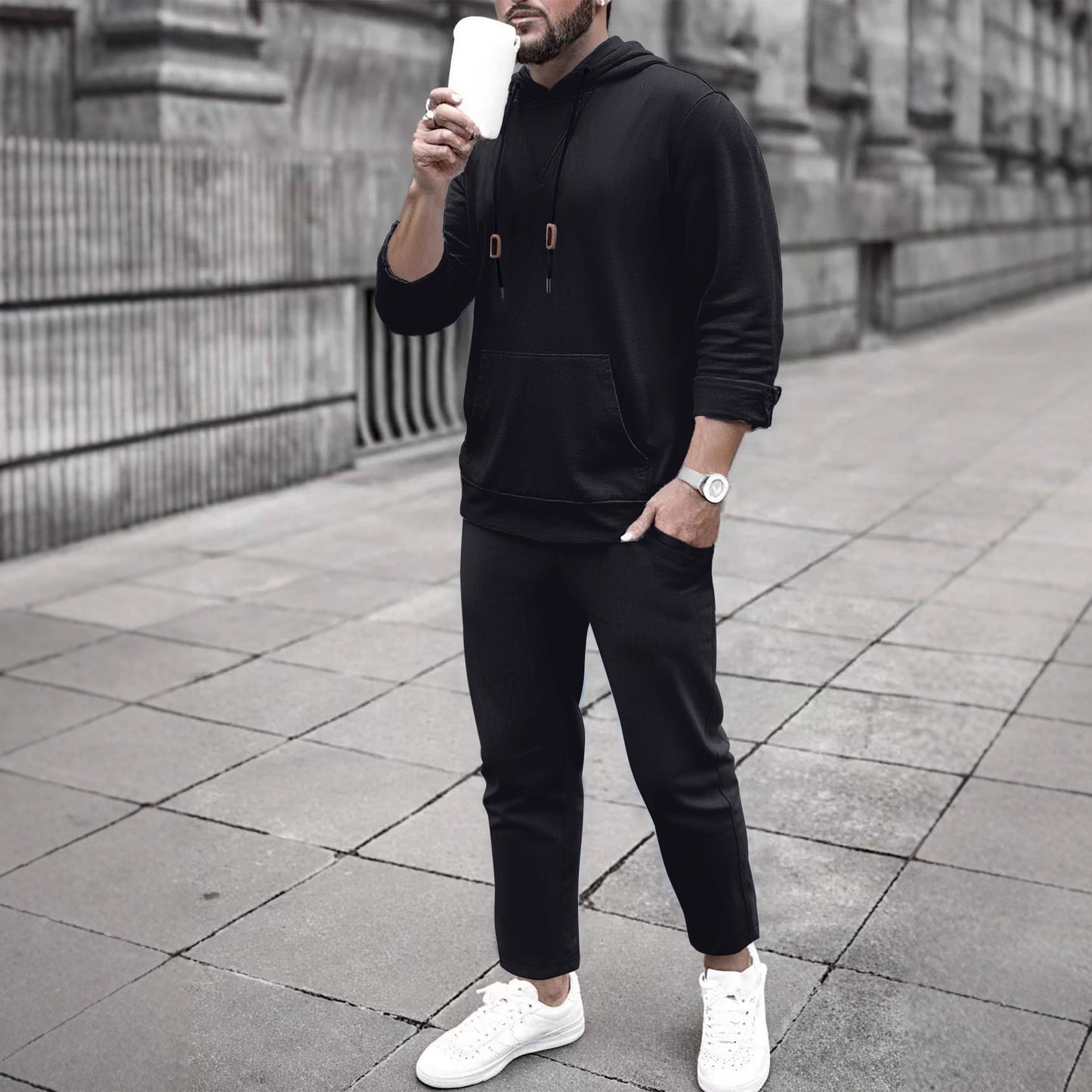 Bequemes Herren Sportset Hoodie Jogginghose Set Sportlich