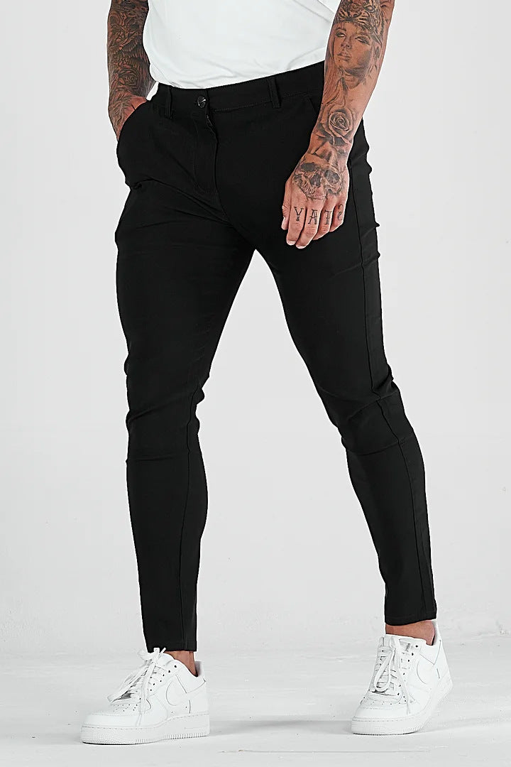 Herren Stretchhose Slim Fit mit Taschen und Elastik