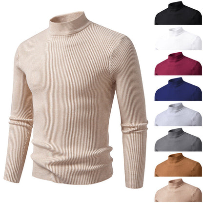 Herren Rollkragenpullover Stretch Wolle Rippstruktur Modern - BerlinGlamour