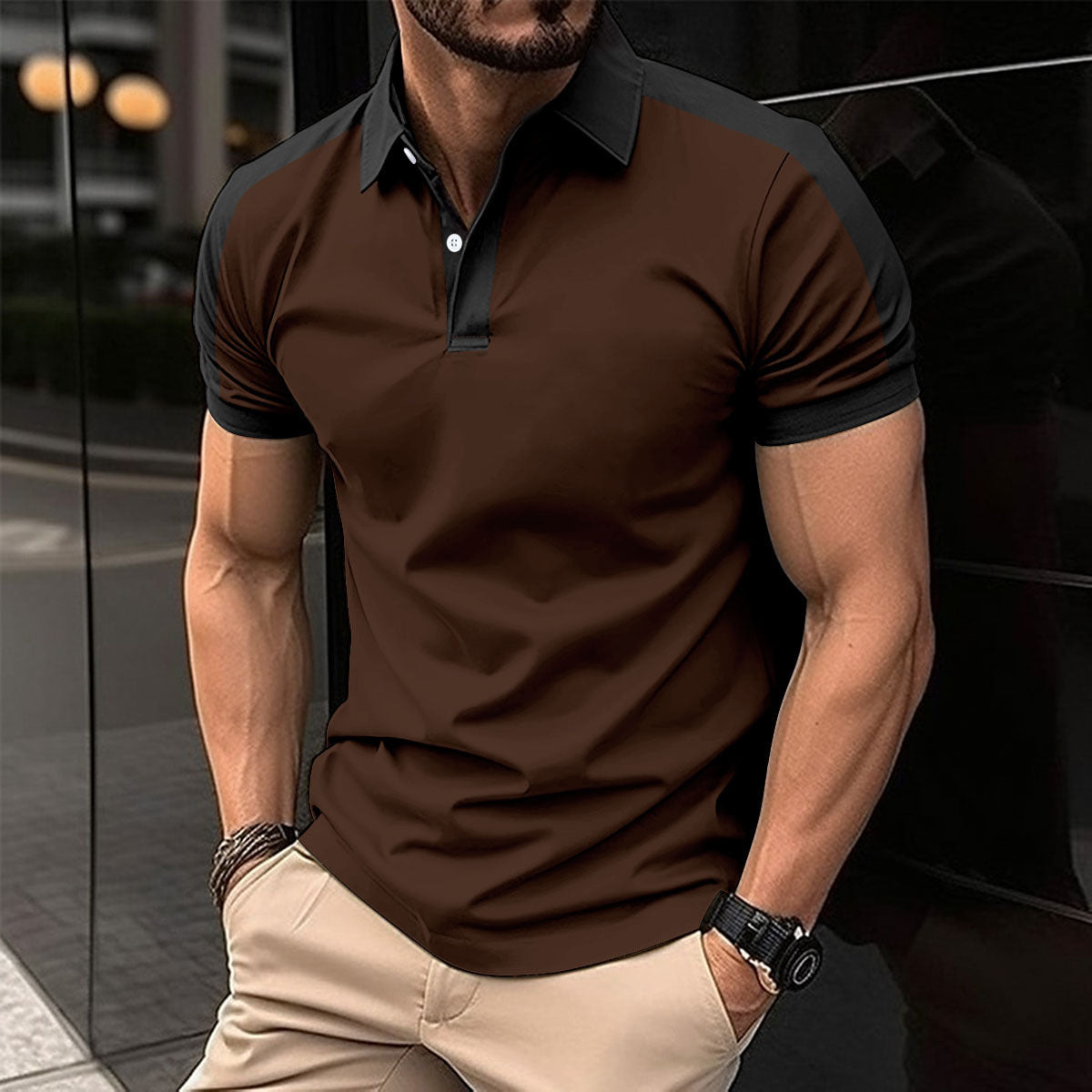 Herren Polohemd Sportlich Modern mit Kontrast