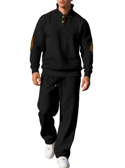 Herren Strickpullover Modern mit Lederdetails Klassisch