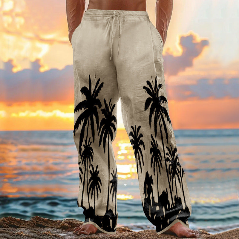 Herren Strandhose Palmen Motiv Leicht Sommer
