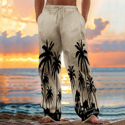 Herren Strandhose Palmen Motiv Leicht Sommer