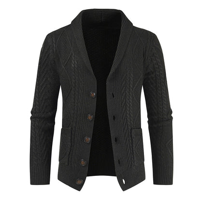 Herren Strickjacke Modern Zopfmuster Schalkragen Elegant