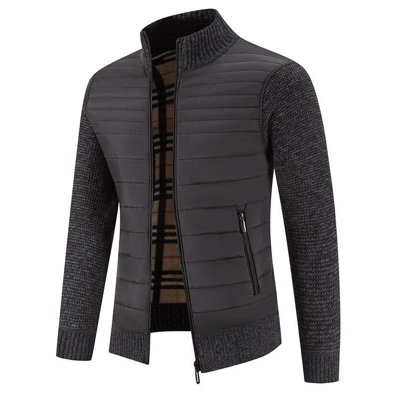 Herren Steppjacke Modern mit Strickärmeln und Hochkragen