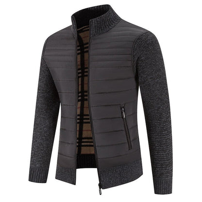 Herren Steppjacke Modern mit Strickärmeln und Hochkragen