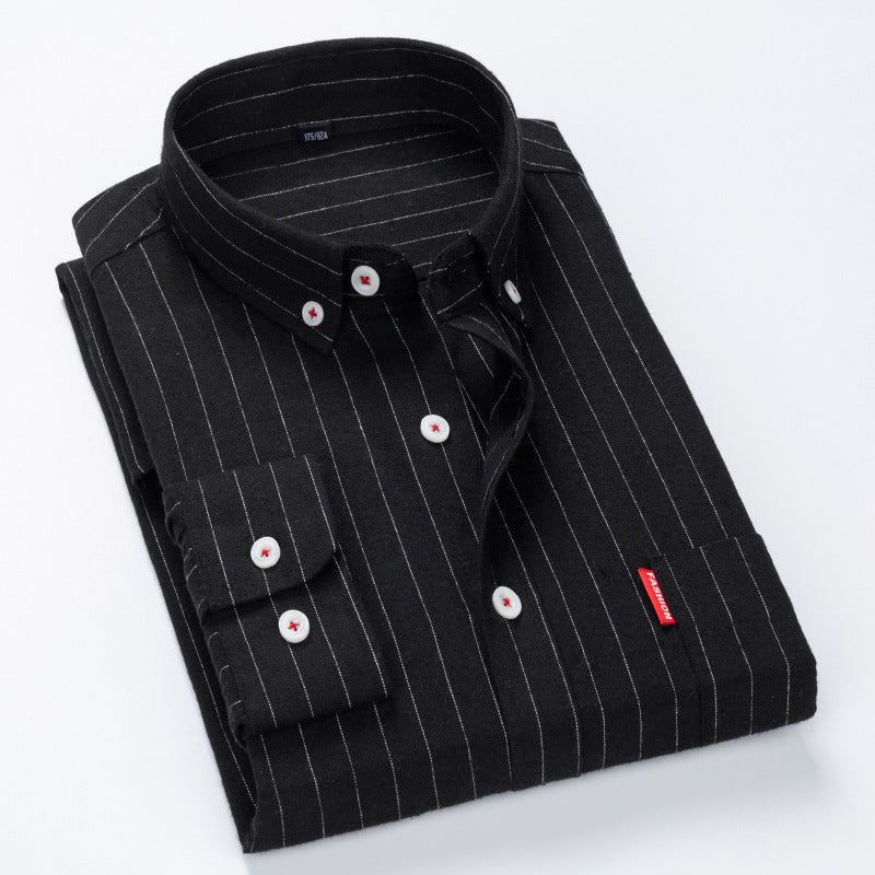 Herren Langarmhemd Elegantes Streifenmuster Slim Fit