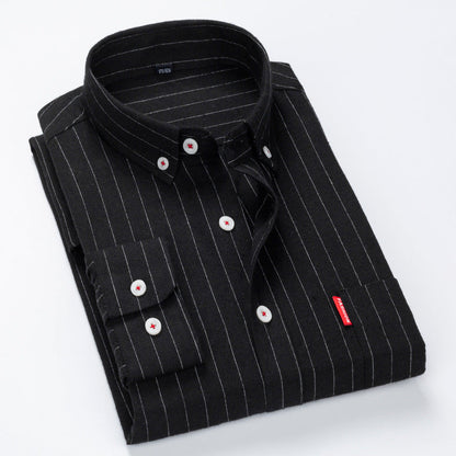 Herren Langarmhemd Elegantes Streifenmuster Slim Fit