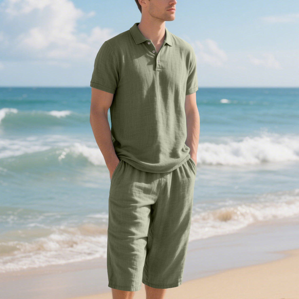 Herren Poloshirt Shorts Set Sommer Mode