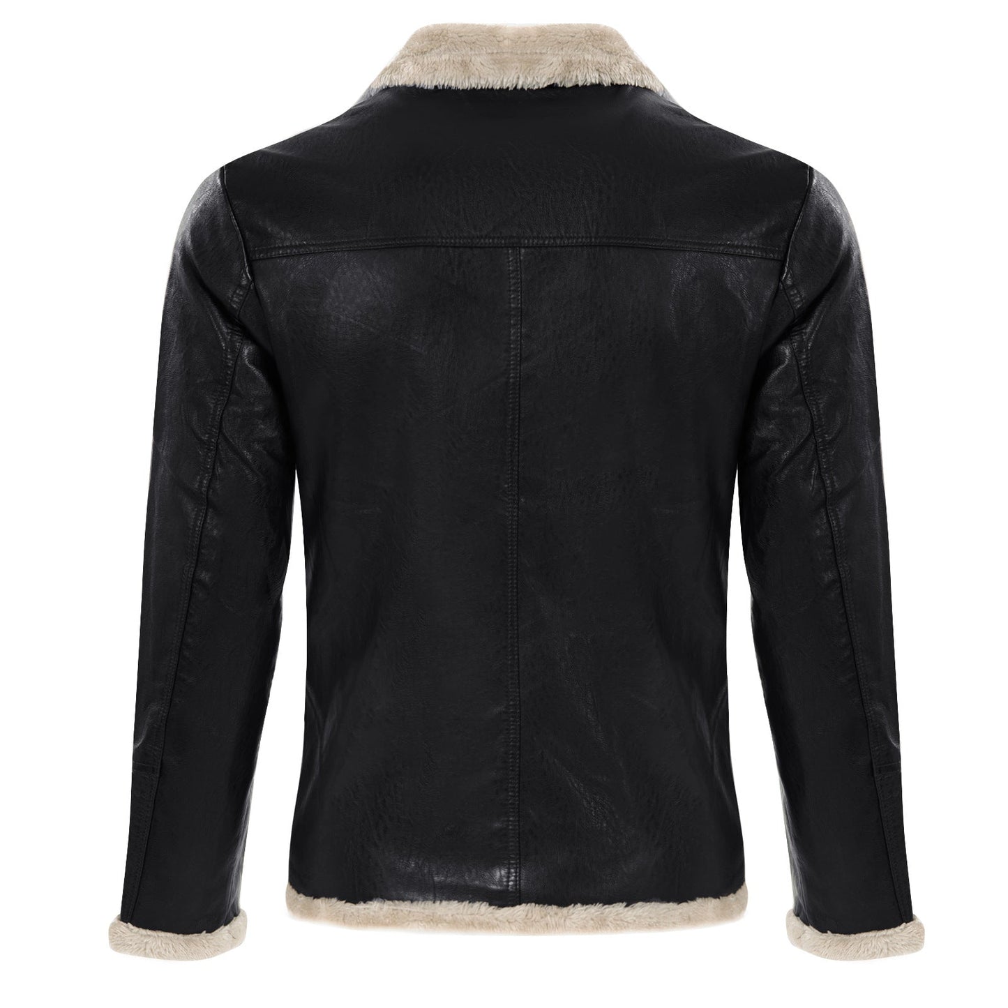 Herren Lederjacke Elegante Schwarz Warm gefüttert