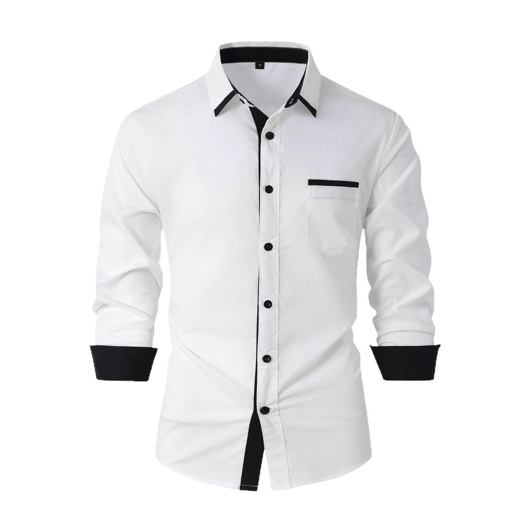 Herren Langarmhemd Modern Kontrastkragen Elegantes Design