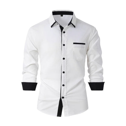 Herren Langarmhemd Modern Kontrastkragen Elegantes Design