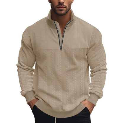Herren Pullover Struktur Optik Halbzipp