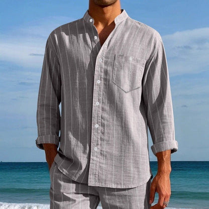 Herren Langarmhemd Modern mit Streifenmuster Elegante Optik