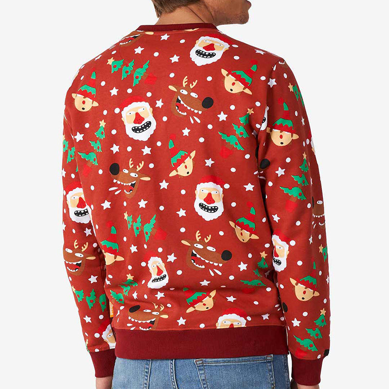Herren Weihnachtspullover Festlich Rot Glitzernd