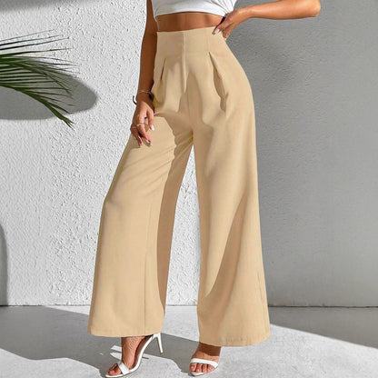 Damen Palazzo-Hose Weite Bein Hochtailliert Elegante Damenmode