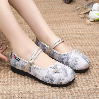 Damen Ballerinas Schuhe Blumenmuster Sommer