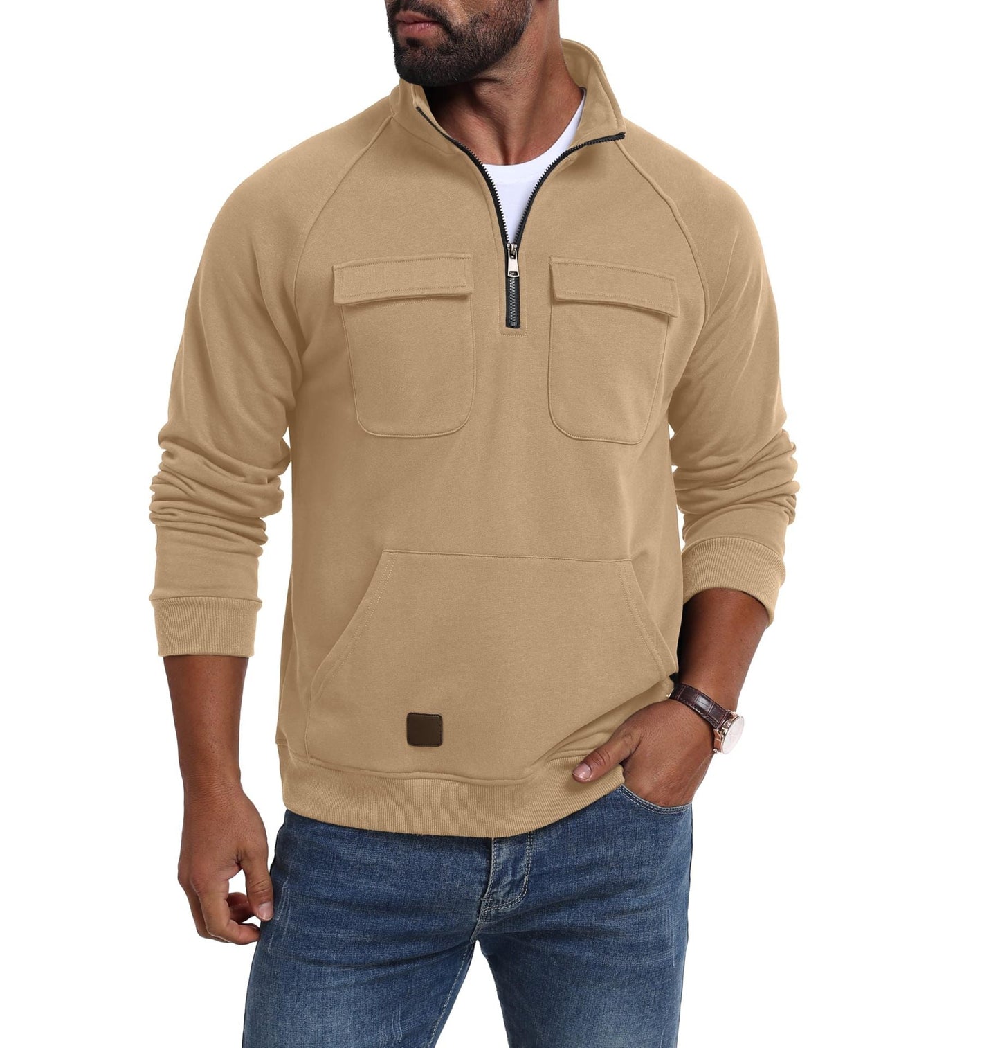 Funktionspullover Herren mit Taschen Sportlich Modern