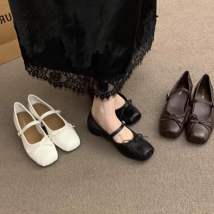 Damen Ballerinas Bequem Schleife Weiss Komfort - BerlinGlamour