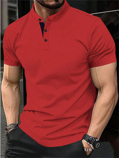 Herren Polohemd Kurzarm Elegantes Stehkragen