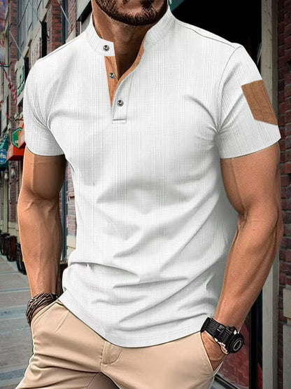 Herren Kurzarmhemd Modern mit Kontrastkragen und Akzenten