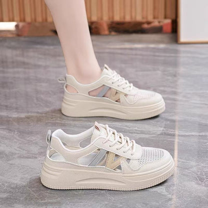Damen Sneaker Atmungsaktiv Chunky Schuhe Mit Cut-Out-Design
