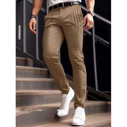 Herren Slim Fit Hose mit Bundfalten und Stretch