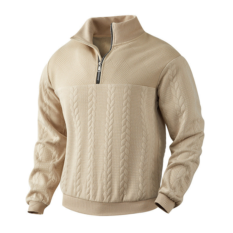 Herren Fleece-Pullover Lässig Strukturiert Mit Reißverschluss