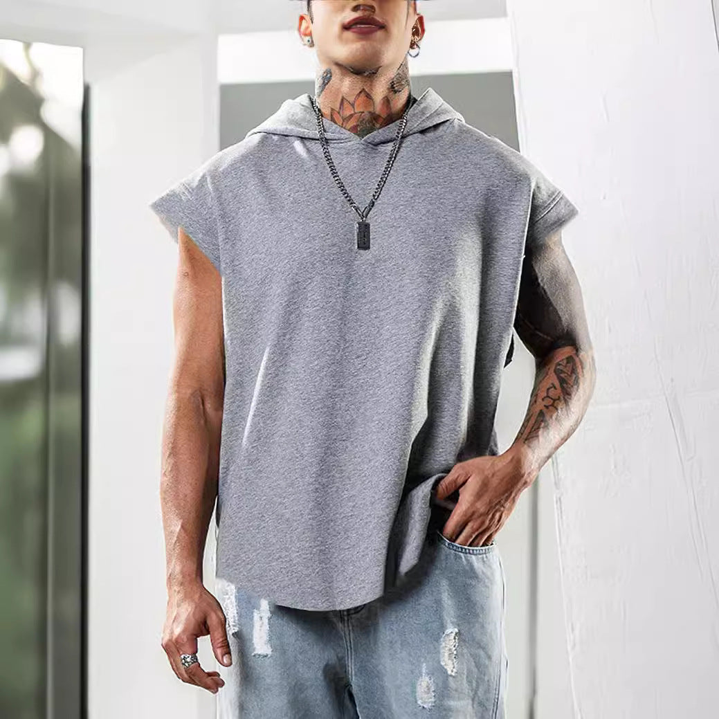 Herren Tanktop mit Kapuze, Sportlich, Kängurutasche