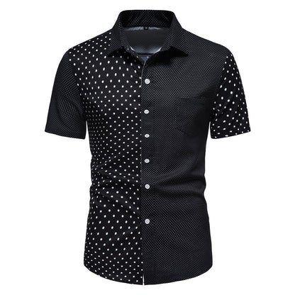 Herren Kurzarmshirt Modern mit Punktemuster und Knöpfen - BerlinGlamour
