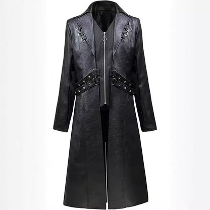 Herren Trenchcoat Kunstleder Asymmetrisch Modern - BerlinGlamour