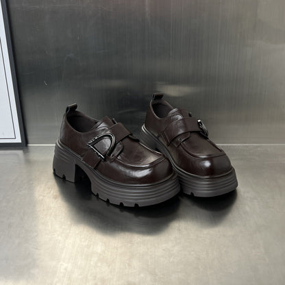 Damen Loafers Chunky Schnallenverschluss Größe 36-42