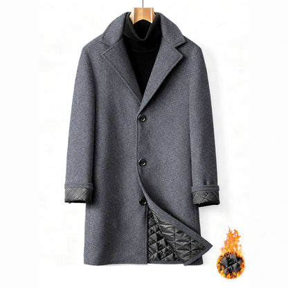 Herren Mantel Doppelreihig Elegant Leder