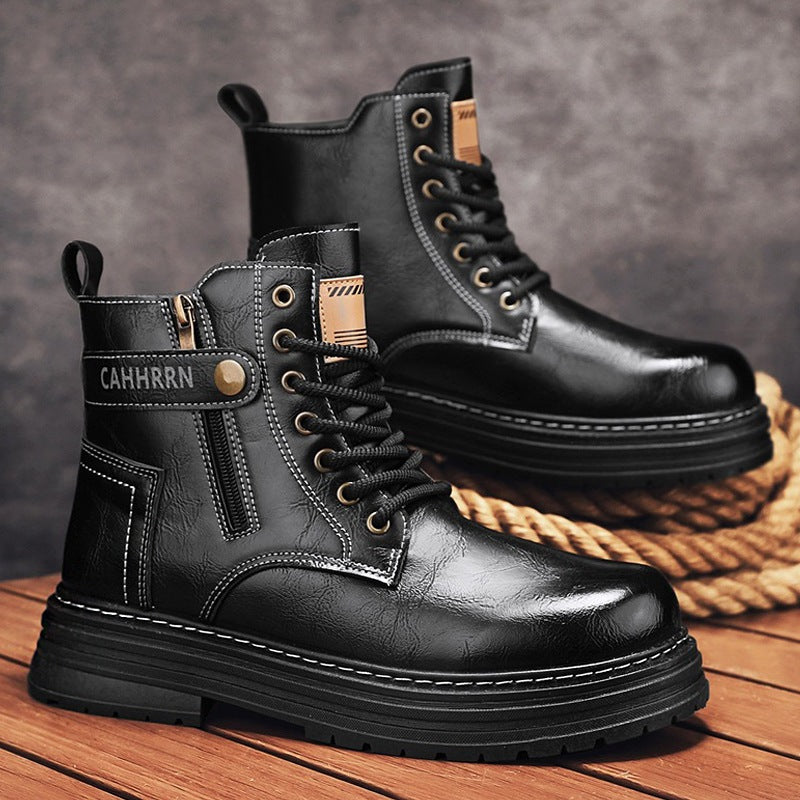 Damen Stiefeletten Robust Reißverschluss Modisch Schwarz