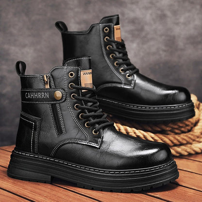 Damen Stiefeletten Robust Reißverschluss Modisch Schwarz