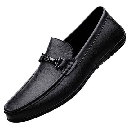 Damen Mokassins aus Leder mit Schnallenverschluss Elegante Schuhe