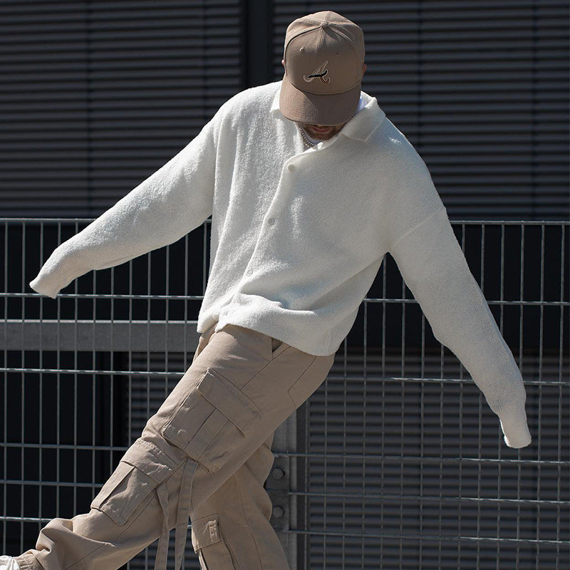 Herren Strickjacke Lässig Strukturiert Mit Knöpfen