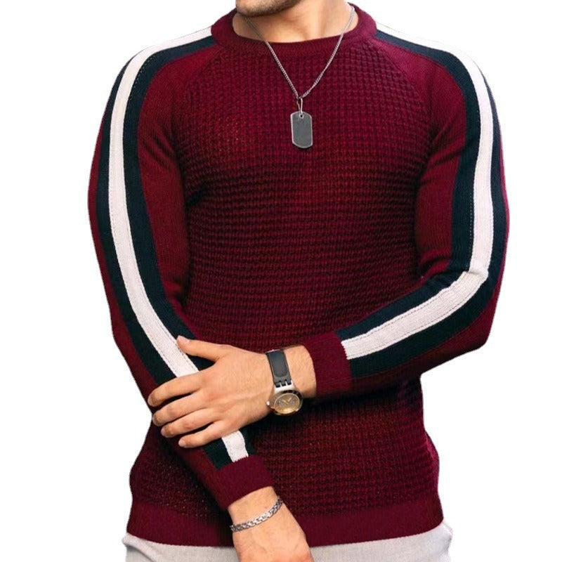 Strickpullover Herren Modern mit Kontrastärmeln und Muster