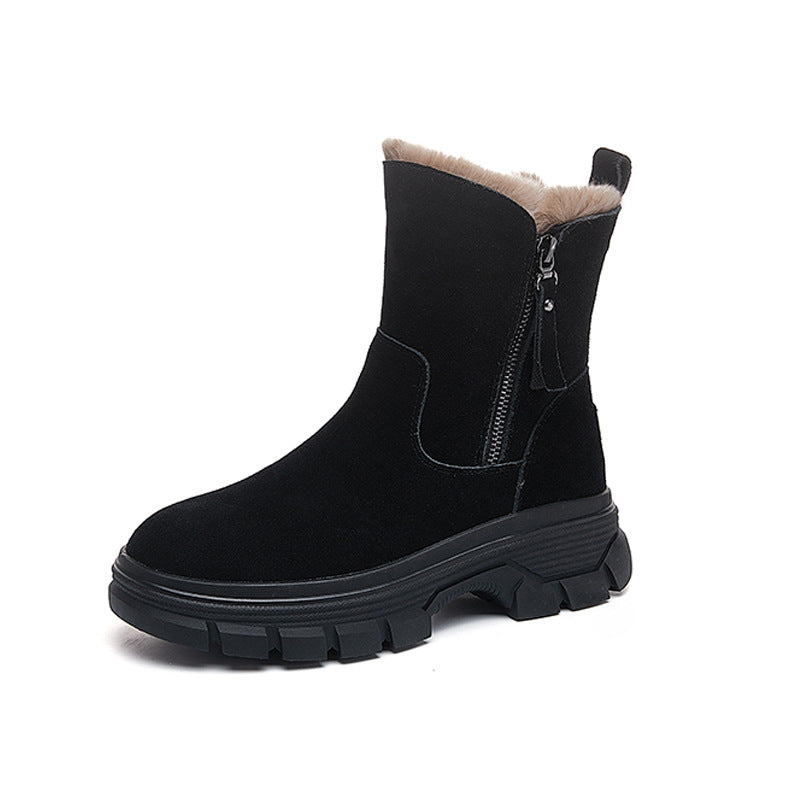 Damen Winterstiefel Warm Isoliert Robust mit Reißverschluss