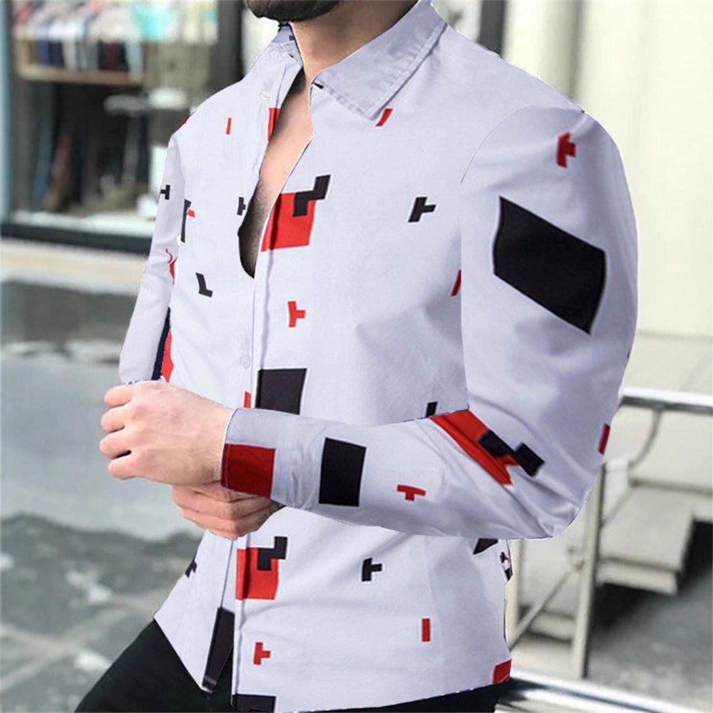 Herren Hemd Geometrisches Muster Modern Slim Fit