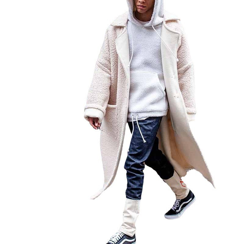 Herren Wollmantel Oversized Warm mit Taschen und Hochkragen