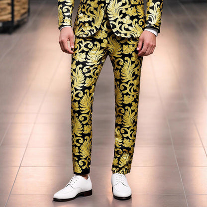 Herren Hose Elegant Pailletten Floralmuster Glamour - BerlinGlamour