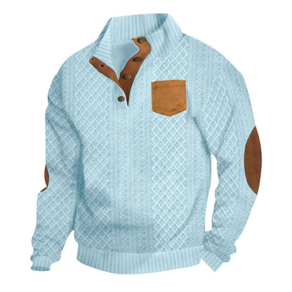 Herren Strickpullover Stehkragen Kontrast Details Modern