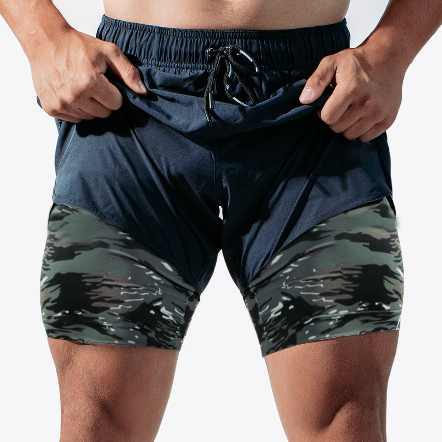 Herren Trainingsshorts atmungsaktiv mit Kompressionsunterhose elastisch