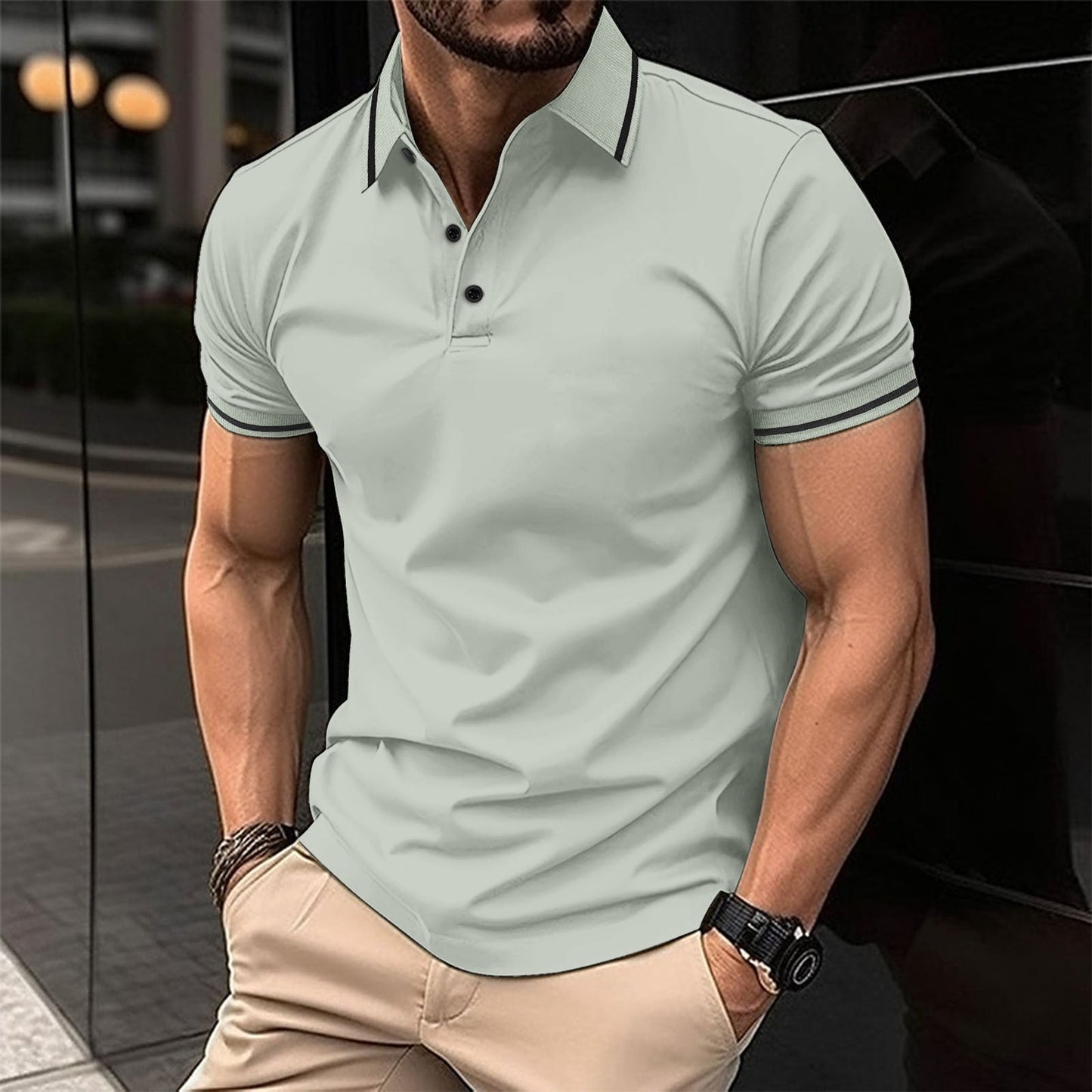 Herren Polohemd Kurzarm Sportlich Modern