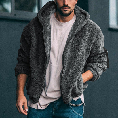 Herren Fleecejacke Weich Kapuze Warm