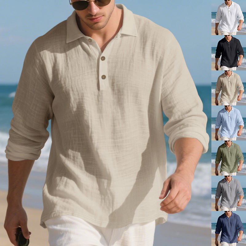 Herren Polohemd Langarm atmungsaktiv mit Knöpfen Modern - BerlinGlamour