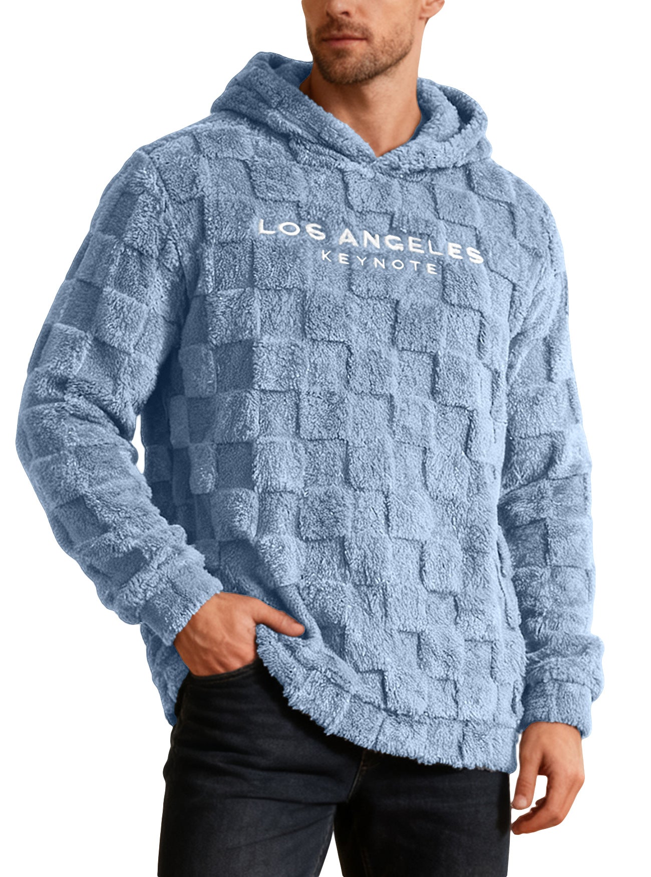 Herren Fleece Pullover Kapuzenpullover Waffelmuster Warm