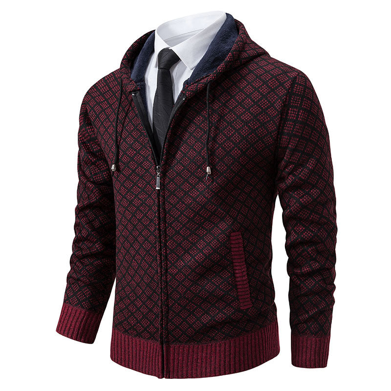 Herren Jacke Modern Wabenmuster Kapuze Trendy